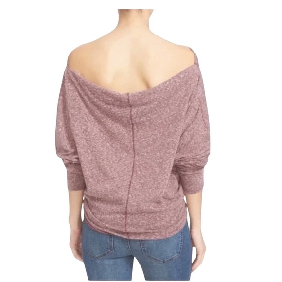 FREE PEOPLE We The Free Valencia Off The Shoulder Top Purple Ribbed Knit Size XS - Picture 2 of 8